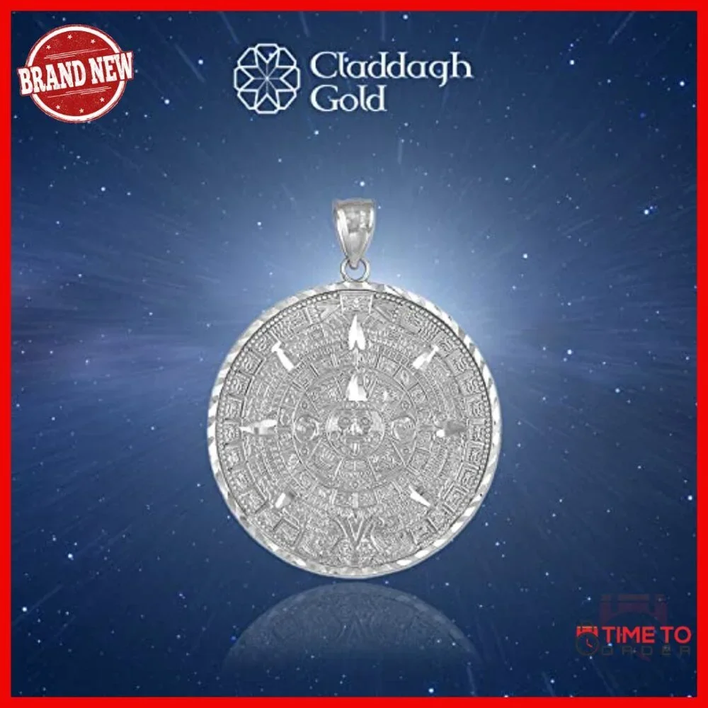 Sterling Silver Aztec Mayan Calendar Pendant Charm - 3 Sizes